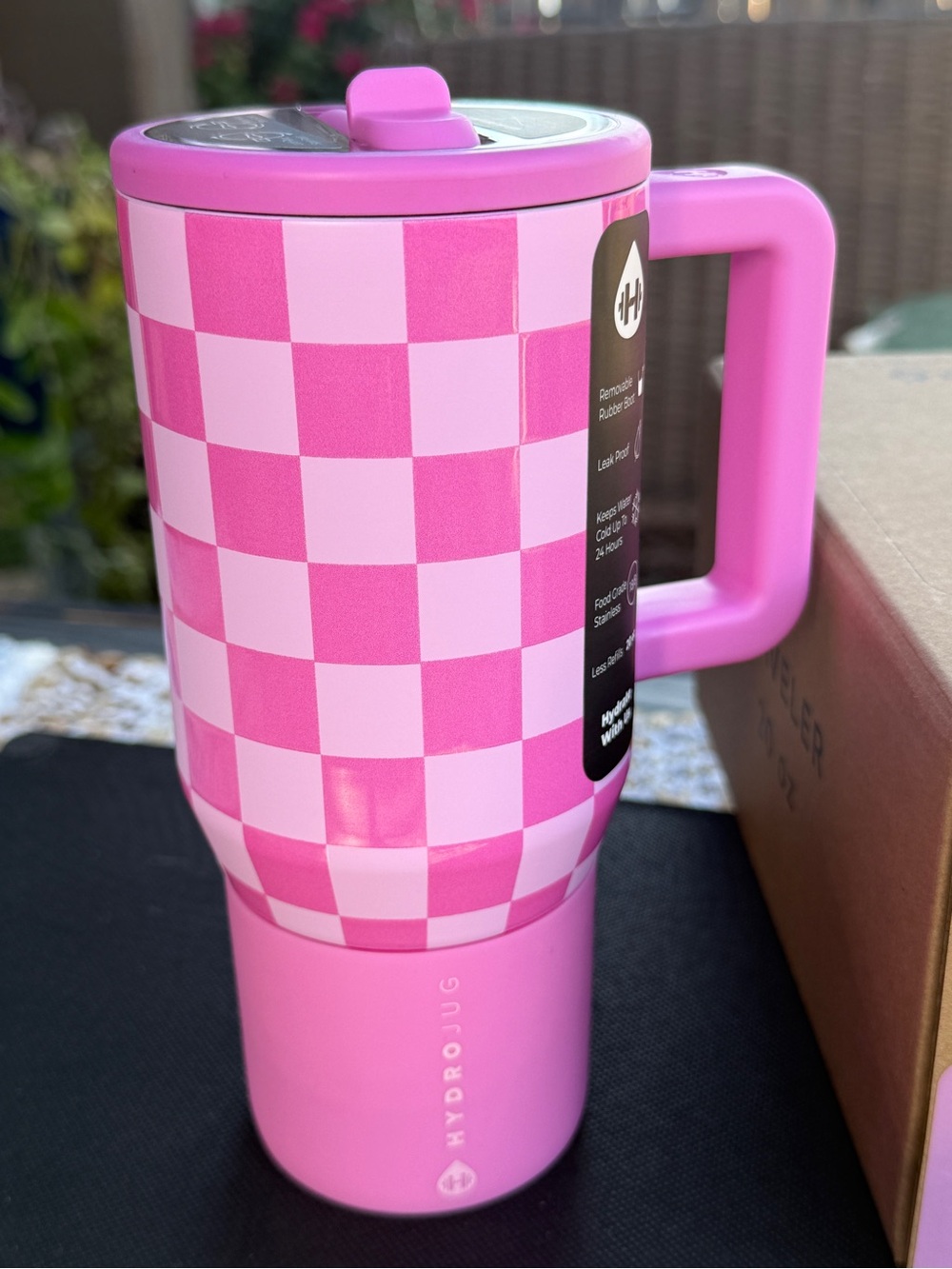 HydroJug Bubblegum Checkers Pink Traveler 20oz NWT